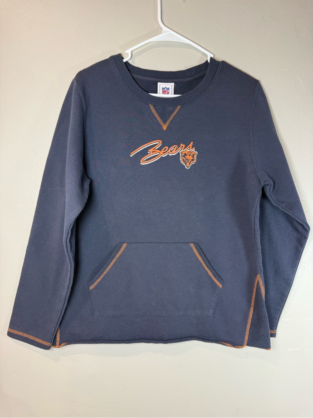 NFL Chicago Bears Navy Crewneck Sweatshirt with Orange Trim
